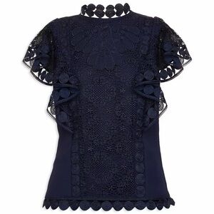 Ted Baker Gabbby Mixed-Lace Top Navy Ted Baker Size 0 = Size XS EUC